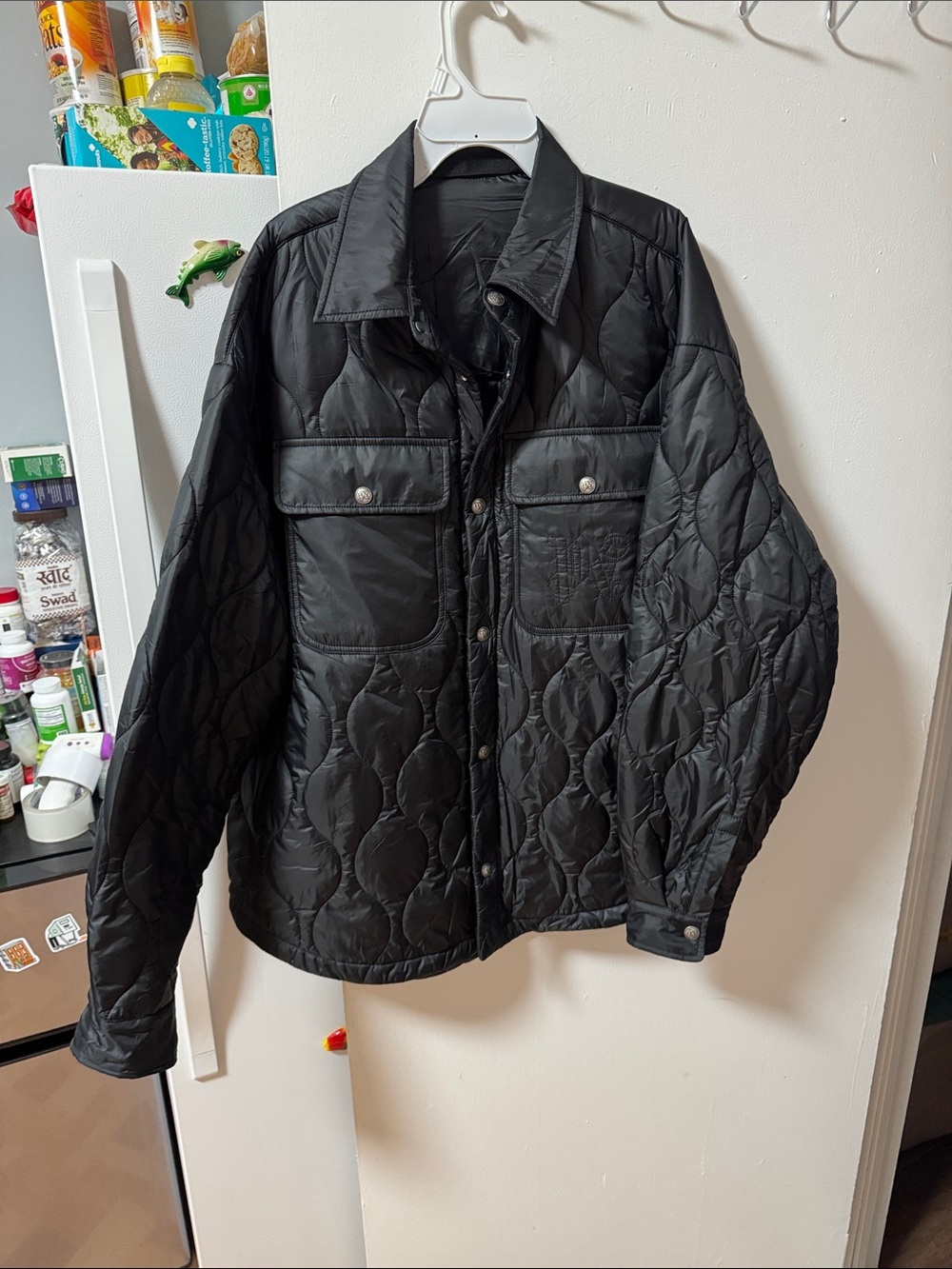 Palm Angels Black Quilted Shirt Jacket